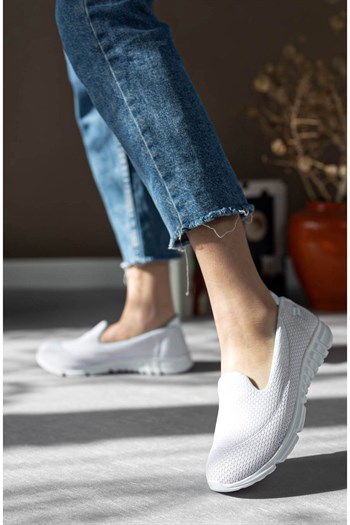 Beyaz Kadın Spor Babet Yürüyüş Ayakkabısı ÇPÇ-0001